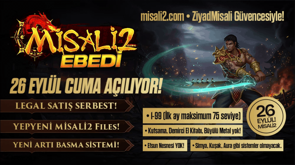 Misali2 Ebedi 26 Eylül Hard Yapılı Mt2 Server banner
