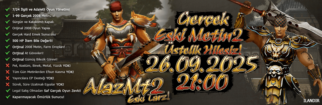Alazmt2 - 1-99 Hard Emek Mt2 Server banner