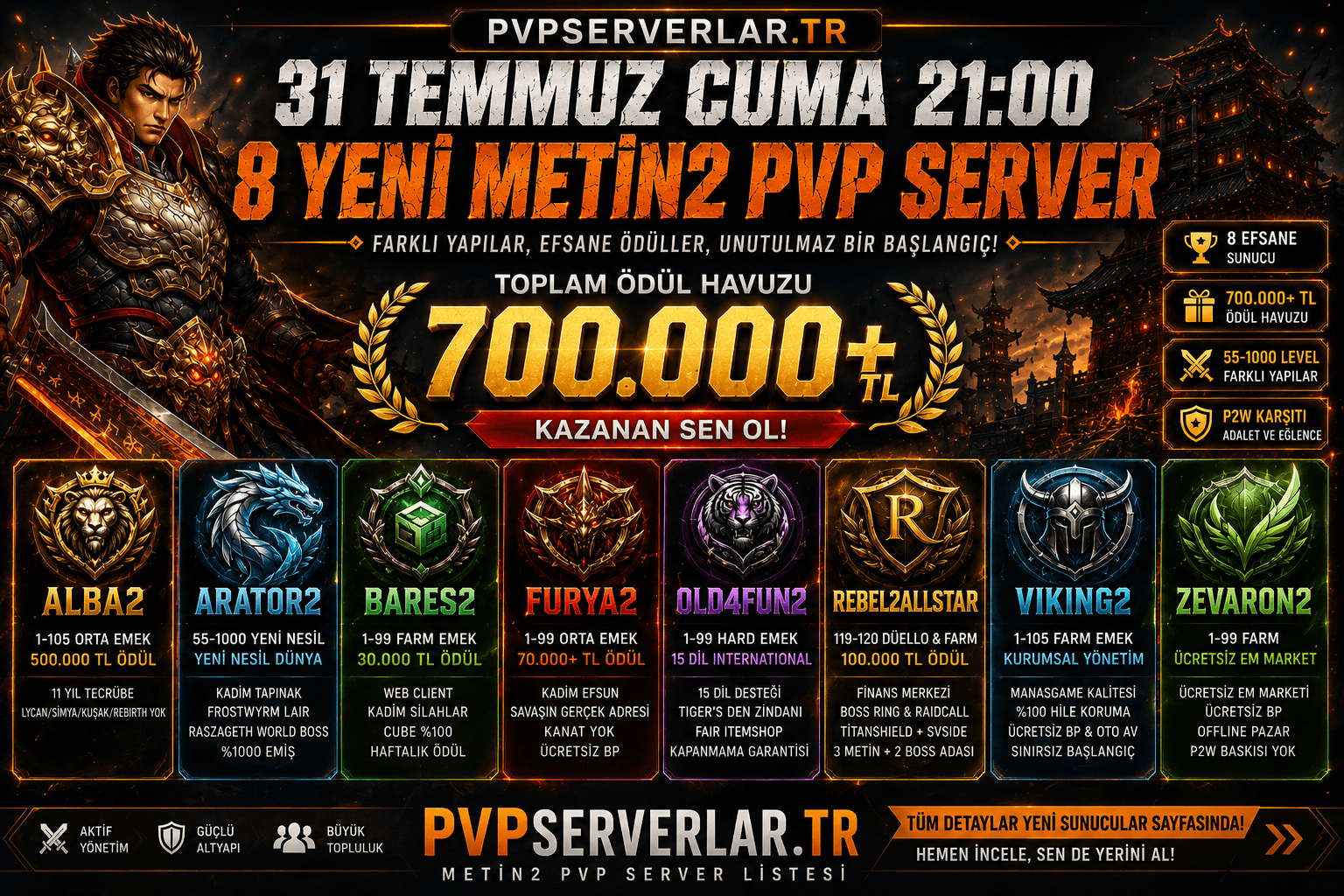 Yeni Açılacak Metin2 PvP Serverler (31 Temmuz 2026)