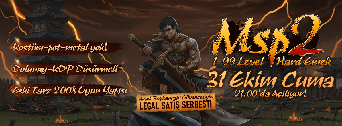 MSP2 1-99 Hard Emek yapısıyla 31 Ekim Cuma 21:00'da açılıyor! banner