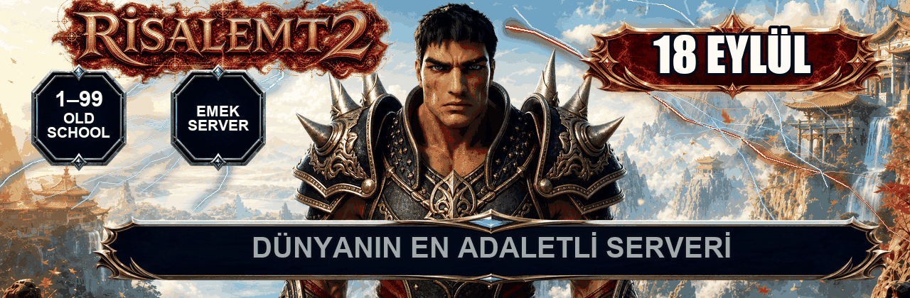 Risale2 1-99 Oldschool Emek Server – Nostaljik Grafik + Arayüz, Emeğe Dayalı Gerçek Rekabet, EP Kuponu Düşmeli Para Yatırmadan Gelişimli Metin2 PvP Server banner