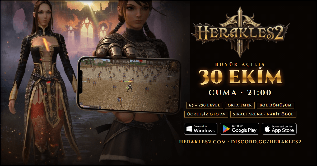 Herakles MT2 | 65-250 TL Ödüllü · BattlePass · Mobil · Hile Koruması banner